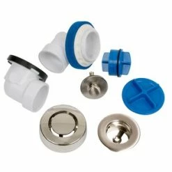 Discount 👏 Dearborn True Blue® PVC Bath Waste Half Kit Uni-Lift Stopper with Test Kit in Brushed Nickel 🔔