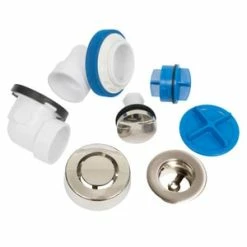 Outlet ❤️ Dearborn True Blue® PVC Bath Waste Half Kit with Toe-Tap Stopper with Test Kit in Brushed Nickel 👏