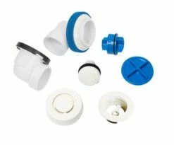 Cheapest 👏 Dearborn True Blue® 1-1/2 in. PVC Bath Waste Touch Toe Half Kit Drain with Spud in White ❤️